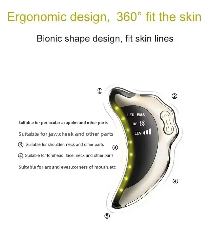 Electric Radio Frequency Apparatus Color Light Gua Sha Tools EMS Facial Lifting Vibration Massage Apparatus Neck Beauty Apparat
