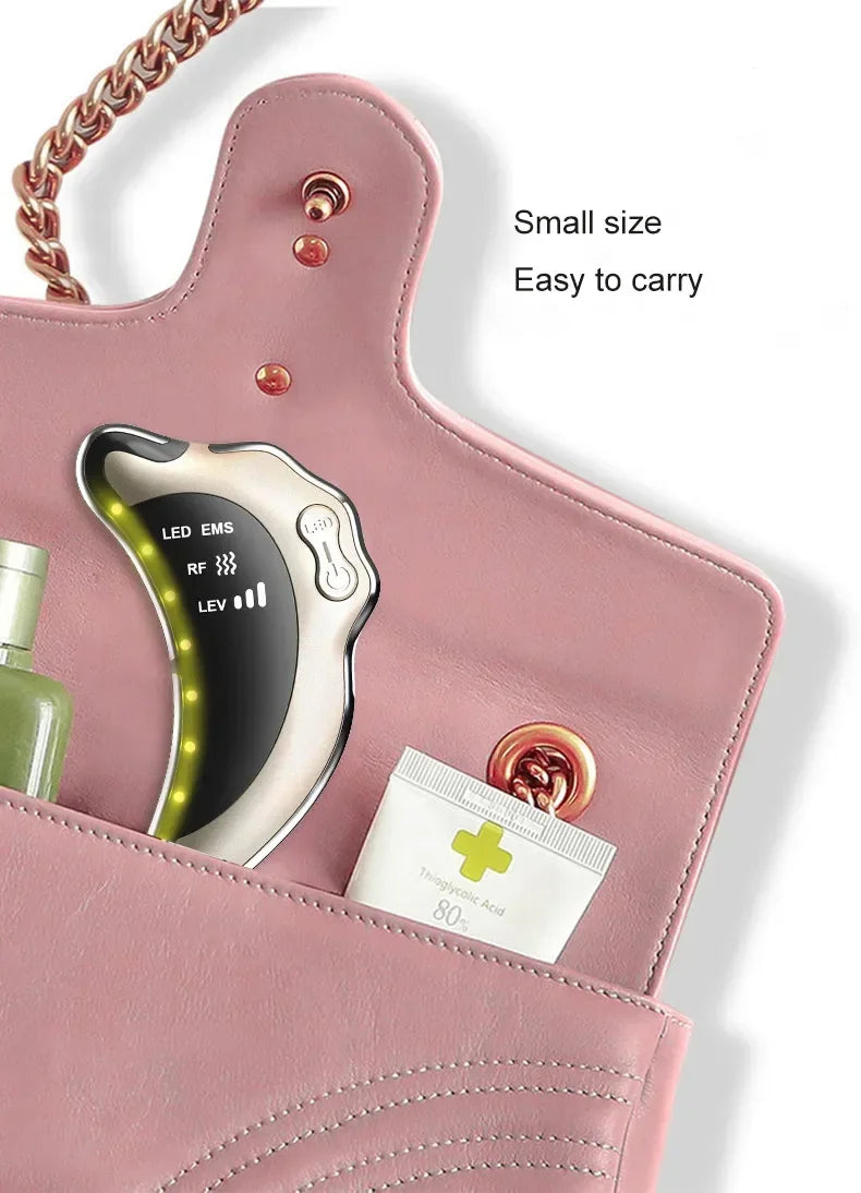 Electric Radio Frequency Apparatus Color Light Gua Sha Tools EMS Facial Lifting Vibration Massage Apparatus Neck Beauty Apparat