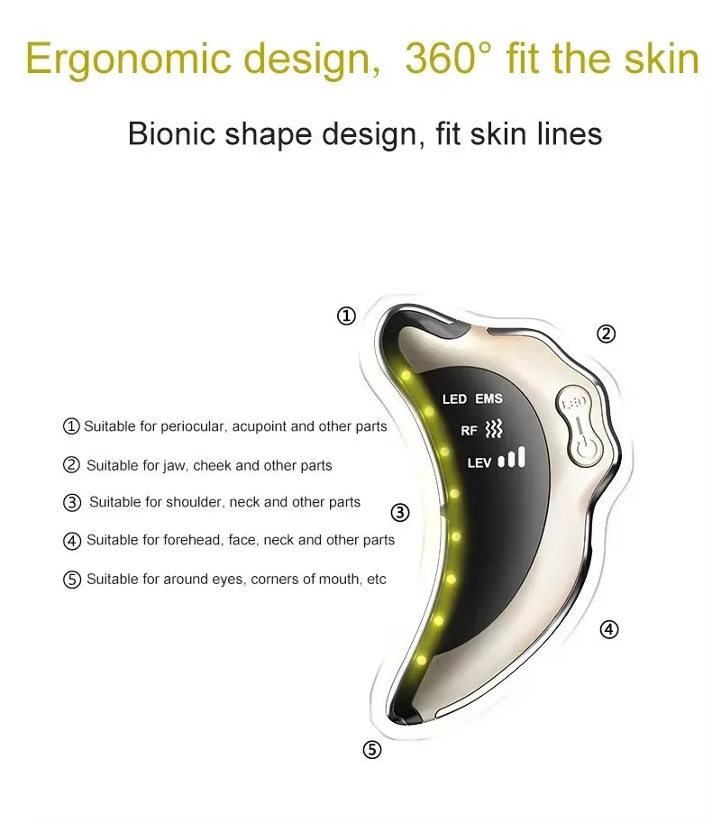 Electric Radio Frequency Apparatus Color Light Gua Sha Tools EMS Facial Lifting Vibration Massage Apparatus Neck Beauty Apparat
