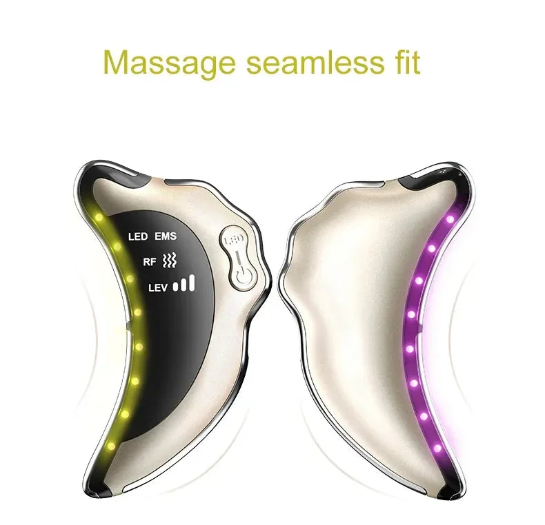 Electric Radio Frequency Apparatus Color Light Gua Sha Tools EMS Facial Lifting Vibration Massage Apparatus Neck Beauty Apparat