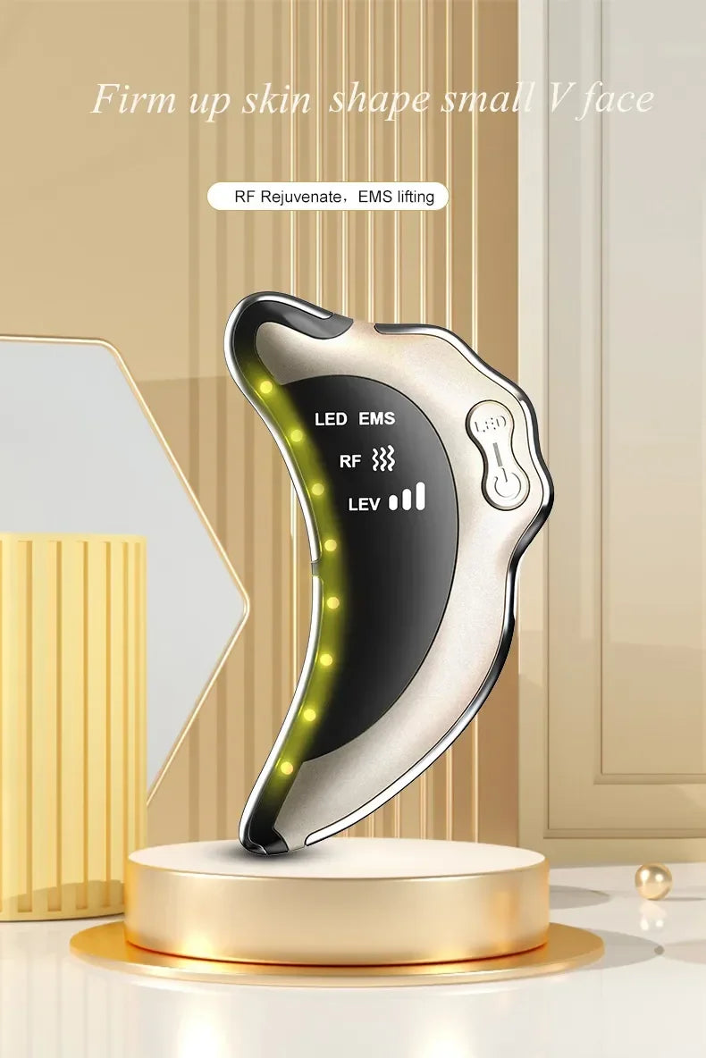 Electric Radio Frequency Apparatus Color Light Gua Sha Tools EMS Facial Lifting Vibration Massage Apparatus Neck Beauty Apparat