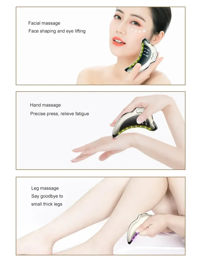 Electric Radio Frequency Apparatus Color Light Gua Sha Tools EMS Facial Lifting Vibration Massage Apparatus Neck Beauty Apparat