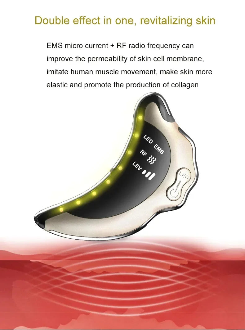Electric Radio Frequency Apparatus Color Light Gua Sha Tools EMS Facial Lifting Vibration Massage Apparatus Neck Beauty Apparat